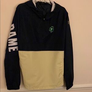 Notre Dame 1/4 Zip Navy Blue & Tan Jacket Windbreaker NWT